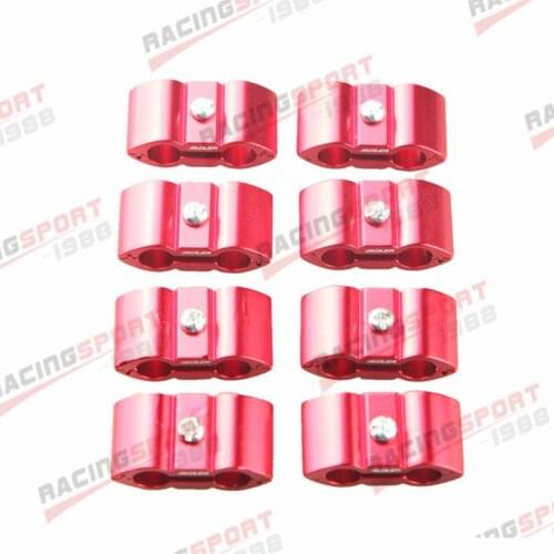 8PCS 3AN (6.56mm) Hose Separator Fuel Line Clamp Fitting Adapter Butterfly RED