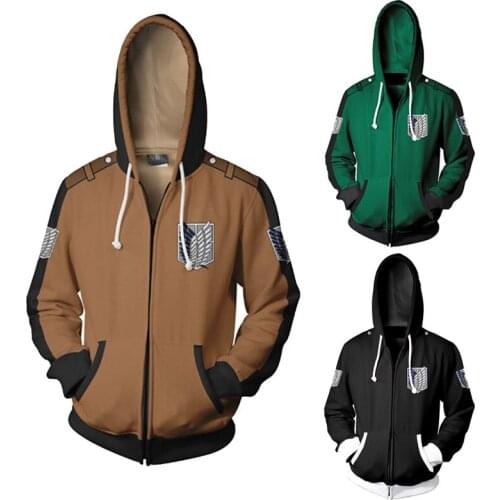 Anime Attack On Titan Cosplay Zipper Hoodie Sweatshirts Autumn Harajuku Jackets Streetwear Hooded Hoodies Coat Tops For Women
