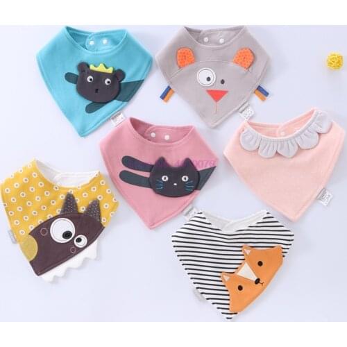 DHL 100pcs Baby Bibs Waterproof Cotton Cartoon Child Bibs Newborn Slabber Absorbent Cloth