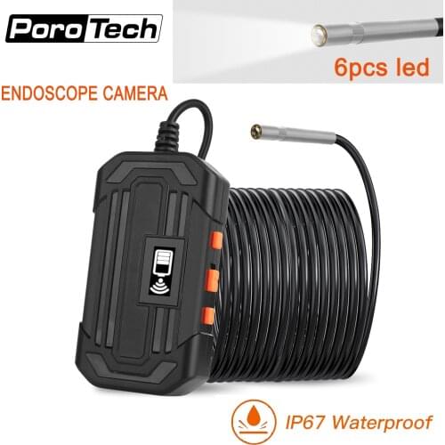 Protech 2M/5M/10M 3.9mm F240 Endoscope Camera HD 1080P 2600mAh 6 LED Light Inspection Borescope Camera Real-time Phone Viewing