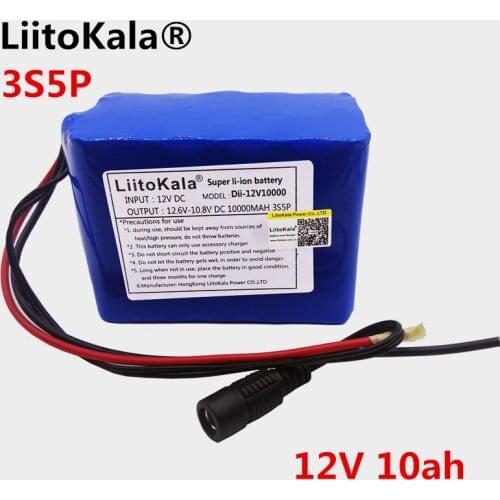 HK LiitoKala 12V 10Ah 18650 Battery 12V Battery Make 2000 mAh 10C Rechargeable Batteries For Digital Emergency Power LED Light