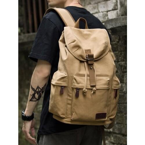 Cotton Canvas Backpack Men Hiking Rucksack Bag Backpack with USB Charging Port Laotop Bags