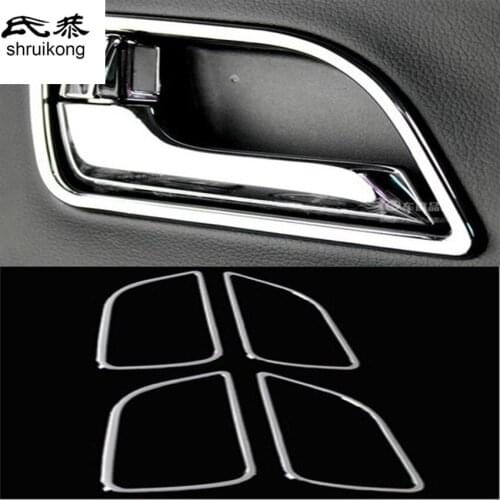 ABS Chrome Car Stickers of Sequins Modified Inner Door Handle Inside Special Interior Trim Cover for 2012-2015 KIA K2 RIO