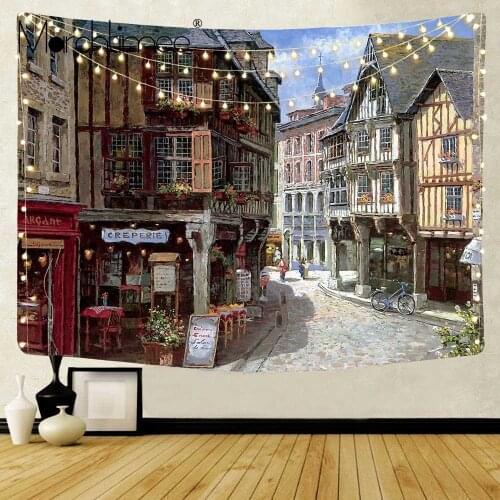 ITALIAN STREET CORNER RESTAURANT TAPESTRIES PRINTED WALL HANGING TAPESTRY POLYESTER TAPESTRY