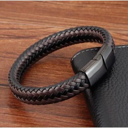 Classic Simple Hand Made Mens Genuine Leather Bracelet Casual Punk Birthday Party Jewelry