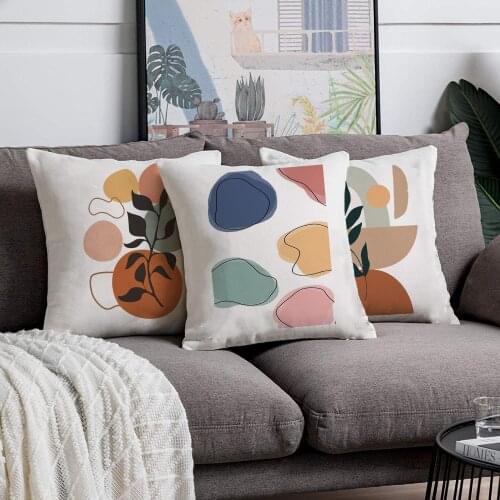 Colorful Print Cushion Cover White Polyester Pillow Case Cover Decor Bedroom Sofa Car home Pillowcase Decorative Pillows Cojines