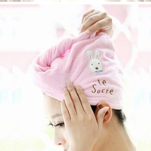 Cute Dry Hair Hat Magic Towel Cap Quick Dry Hair Turban Wrap Microfiber Bathing Cap Bathroom Supplies