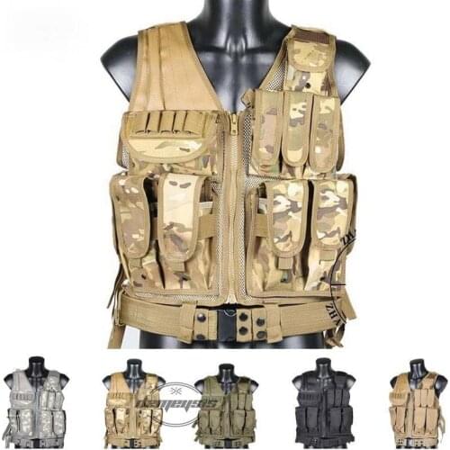 Tactical Vest Mens Military Airsoft Paintball Camouflage Molle Vests Assault Shooting Hunting Vest with Gun Holster