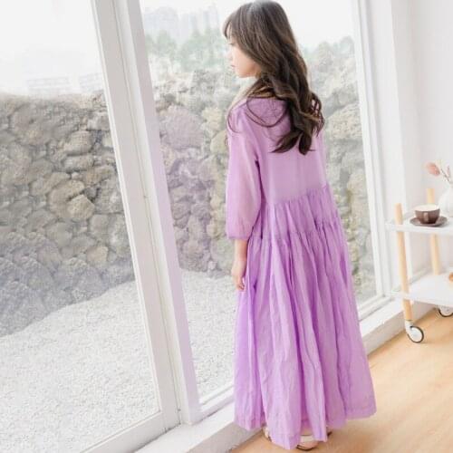 Sisters Girls Holiday Party Purple Long Dresses 8 10 years Elegant Summer Autumn Teen Girls Outfit