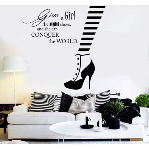 Wall Stickrs Bedroom Romantic Vinyl Wall Decal Fashion Quote Shoe Shop Style Woman Sticker Adesivo De Parede Wall Decals LA031