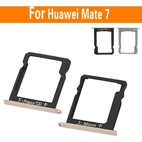 Genuine Sim Card Tray & Micro SD Nano Card For Huawei Ascend Mate 7 MT7-TL10 Sim Card Slot Tray Reader Adapter Accessory Parts