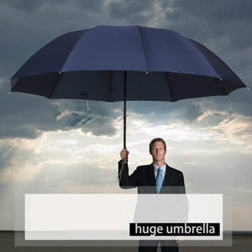 Strong 127cm Diameter 10 bone reinforcement umbrella windproof three folding anti UV golf umbrella two or three people compact