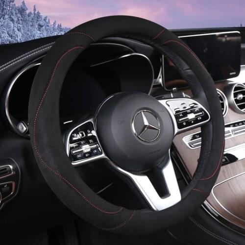 Anti Slip Car Carbon Fiber Steering Wheel Cover for Mercedes Ben AMG 38cm Models A C CLA E GLA GLC GLE S B CLS Class Accessories