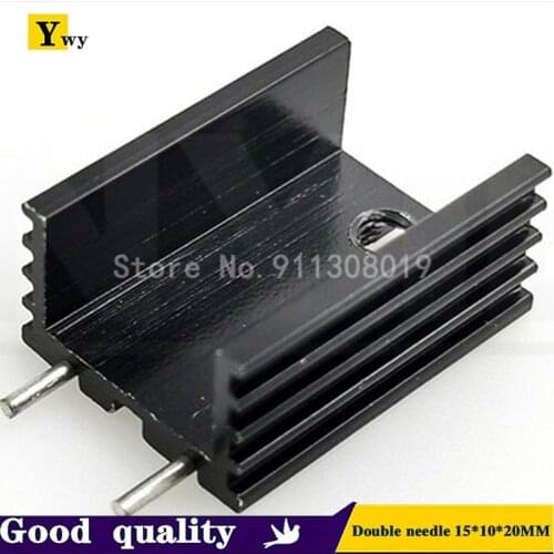 10PCS black 15*10*20MM Triode Heat Sink 10 * 15 * 20 MM TO-220 15x10x20mm 220 Transistor Aluminum Radiator Heat Sink With 2Pin