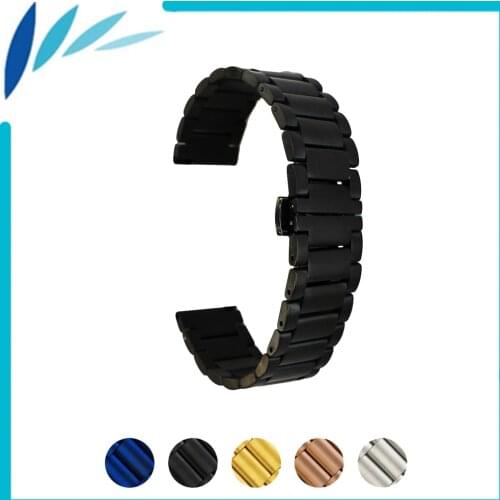 Stainless Steel Watch Band 16mm 20mm 22mm for Epos Butterfly Buckle Strap Quick Release Wrist Belt Bracelet Black Gold Silver