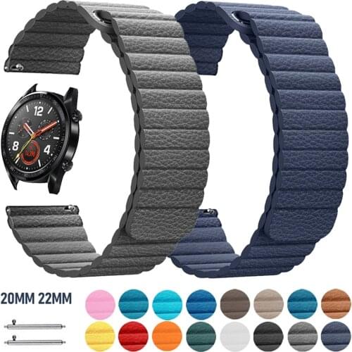 20/22mm Leather Loop Wrist Strap for HUAWEI WATCH 3 3Pro Band Magnetic Buckle Bracele for Huwei GT 2 42/46mm GT2 Pro Watchband