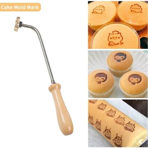 Handmade Cake Baking Stamp Handle Brand Handle Cake Cookie Sweets Wood Brass Hot Stamping Mold 304 Stainless Steel Bread Stamp