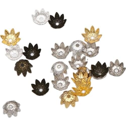 50pcs 10mm Gold Color Flower Bead Caps For Needlework Jewelry Making Findings DIY Bracelet Accessories Wholesale