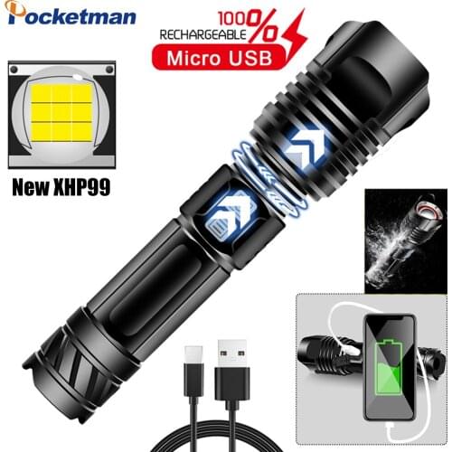 New XHP99 LED Flashlight 9 Core Lamp Beads Tactical Flashlight Waterproof Torch Zoom Flashlight XHP50 Torch for Emergency