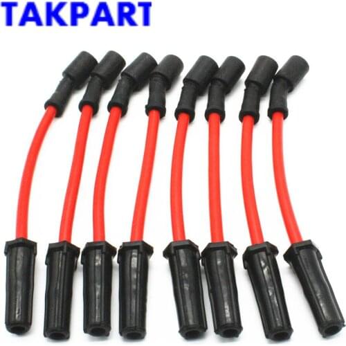 TAKPART 8 PCS 10mm Spark Plug Ignition Wires Set for GMC Cadillac Chevrolet