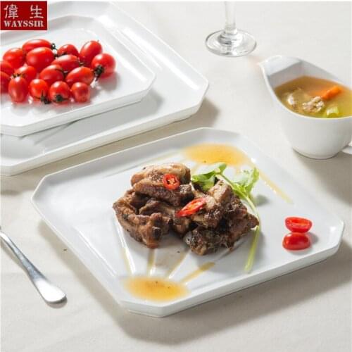 High-Quality Super White Porcelain Restaurant Hotelware Dinner Plate Healthy Life Oil Filter Square Shape Home Use Ceramics Dish