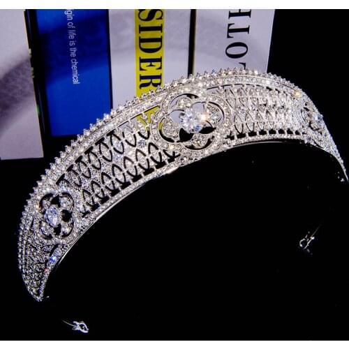 Luxury Cubic Zirconia Crown Crystal Bridal Tiaras Queen Princess Rhinestone Pageant Diadem CZ Headbands Wedding Hair Accessories