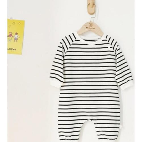 Unisex Newborns Toddlers Long Sleeve Autumn Clothes Cotton Striped Fashion Rompers Baby Boy Baby Girl Long Jumpsuits