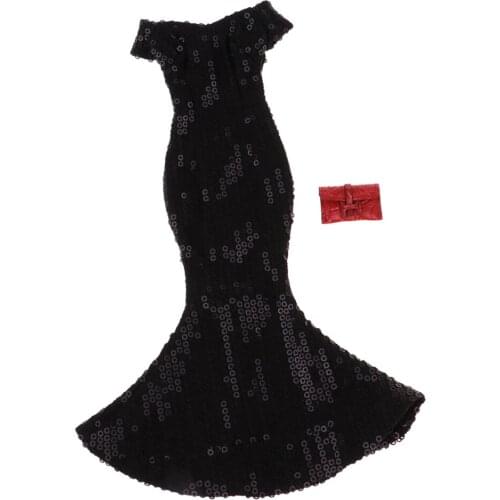 1/6 Off-the-Shoulder Evening Dress ,Handbag Set For 12inch PHICEN ,TBL ,HT ,Female Action Figures