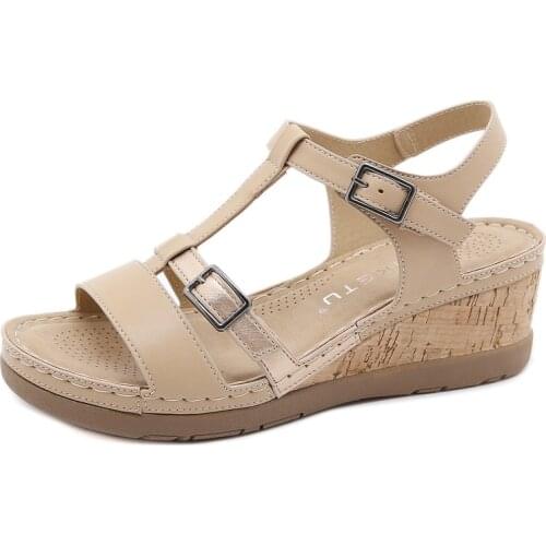 Roman Women Sandals 2021 New Fashion All-match European And American Sandals Women Summer Slope Heel Comfortable Ladies Sandals
