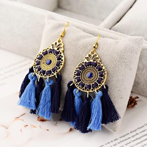 2019 Classic Women Round Alloy Bohemian Tassel Dangle Earrings Female Handmade Ethnic Fringe Earring Fashion Jewelry Oorbellen