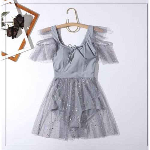 2021 Women Solid One Piece Swimwear Short Sleeve Bathing Suit Swim Beach Dress Sexy Swimsuit Bathing Suit Womens Swimming Suits