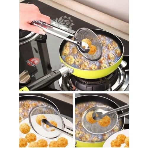 1PC Kitchen Multifunction Stainless Steel Sieve Filter Spoon Fried Food Oil Strainer Clip Handheld Cooking Tools QA 071