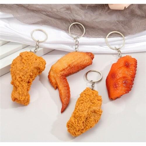 1Pcs Fried Chicken Leg Food Pendant Key Ring For Friend Gift Fashion Creative Simulation Chicken Wings Bag Car Box Keychain K117