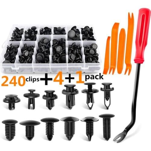 240PCS Bumper Retainer Clips Car Plastic Rivets Fasteners Push Retainer Kit SizesAuto Push Pin Rivets Set-Door Trim Panel Fender