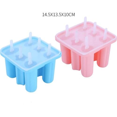 6 Cell Silicone Ice Cube Tray With 6Pcs Sticks Dessert Ice Cream Molds Popsicle Maker DIY Homemade Freezer Ice Lolly Moulds