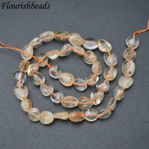 8~10mm Natural Yellow Quartz Smooth Stone Oval Shape Nugget Loose Beads Jewelry Making Supplies 1 Strand