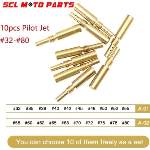 Alconstar-For KEIHIN Carburetor Nozzle #32-#80 Pilot Jet M5 5mm Slow Idle Jet Thread Replacement Injector Nozzle 10pcs/set