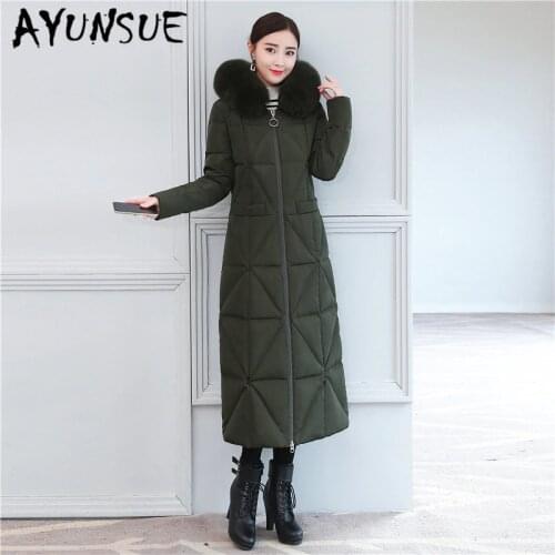 AYUNSUE Womens Down Jacket + Large Fox Fur Thick Winter Coat Female 2020 Korean Long Duck Down Jacket Woman Hooded Hiver 202016
