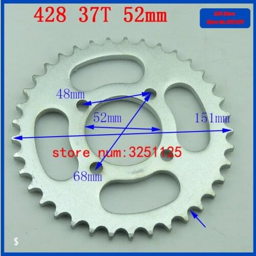 Free shipping 428 Rear Sprocket 37T 52mm 37 Tooth Chain sprocket For Chinese ATV Quad Pit Dirt Bike Motorcycle Motor Moped