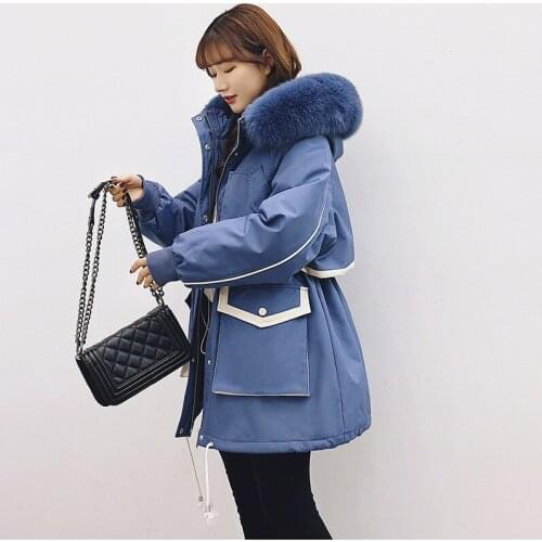 Large Natural Fox Fur Hooded Winter Down Coat Women Down Jacket Thick Warm Parkas Female Outerwear with Real Fur Collar