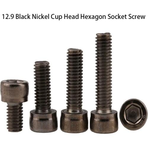 Cheese Head Hex Socket Bolt 12.9 Black Nickel Cup Head Hexagon Socket Screw 10Pcs