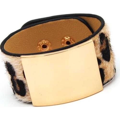 TOTABC Leopard Pattern punk Bracelet Beads Notions Leather Bangle Popular Alloy Jewelry for Women
