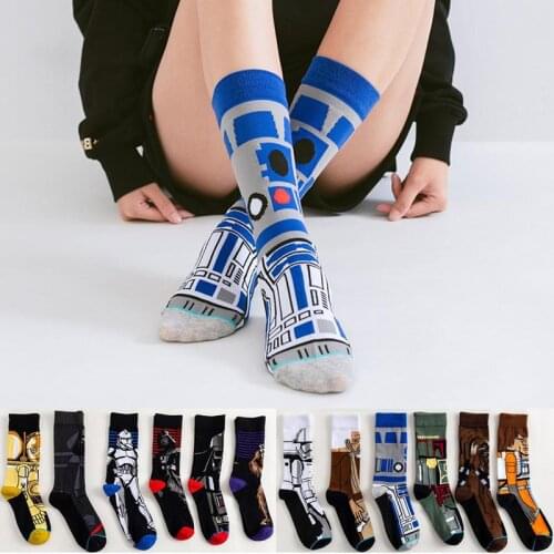 Disney Marvel Black Samurai Symmetrical LOGO Four Seasons Skateboard Casual Socks Star Wars Series Stockings Christmas Gifts