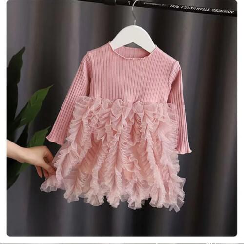 Children princess Autumn Winter net yarn princess dress Wedding Birthday Princess Dress Pageant Prom Clothing