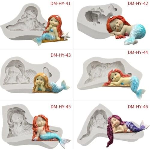 DIY Baking Cake Decoration Pin Mermaid Silicone Mold Turn Sugar Cake Mold DIY Cake Decorative Baking Appliances molds silicone