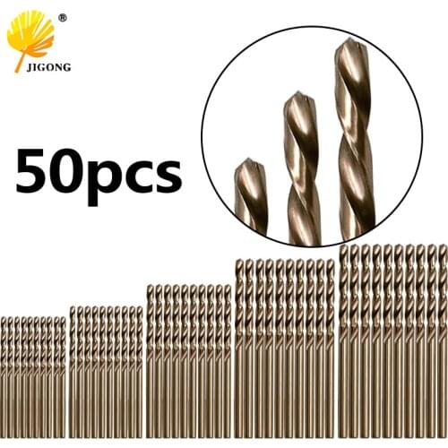 Cobalt-containing M35 twist drill bit set 50 high-speed steel drill bits for stainless steel metal iron steel plate drilling dri