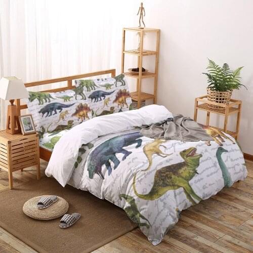 Dinosaur Animal Colorful Text Background Pattern Bedding Set Sheet Linens Duvet Cover Set For Bed Cover Pillowcase For Home