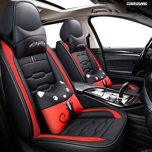 CUWEUSANG leather car seat cover For lada 2114 granta xray vesta sw cross kalina kalina accessories covers for vehicle seats