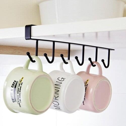 Creative Kitchen Cabinet Hook Rack Wrought Iron Wall Cabinet Type Nail Free Soup Spoon Spatula with Row Hook