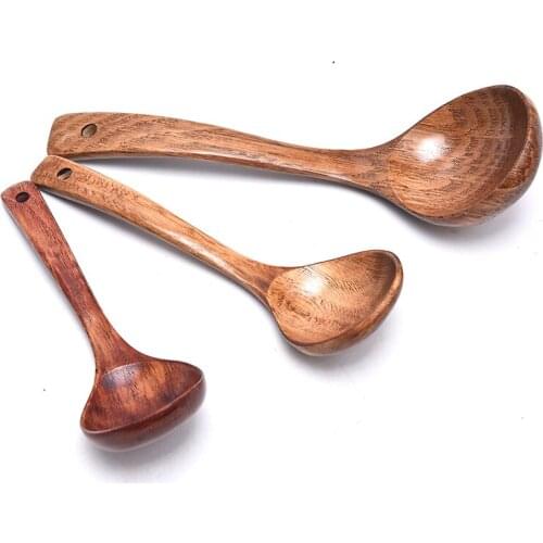 Scoop Wood Ramen Rice Spoon Soup Ladle Catering Tableware Kitchen Utensil Natural Wooden Large Soup Scoops Long Handle Cooking